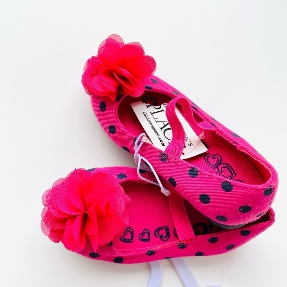Nwt Pink Polka Dot Flower Flats Girls Size 5 - Picture 6 of 13